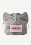 Logo Patched Cute Ear Beanie Hat-Outfit