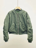 2022 Autumn Winter Short Baseball Short Jackets Women Fashion Long Sleeve Zipper Bomber Jacket Outwear Women's