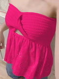 Knot Front Knit Embroidered Tube Top-Outfit