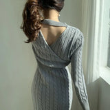 Winter Women'S Dress 2022 Bodycon Sweater Women Dress Long Sleeve Knitted Dresses Maxi Vintage Oversize Dresses Evening