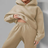 Toloer 2024 Women's Solid Color Casual Fashion Pants And Thick Long-Sleeved Hoodie Hoosuit For