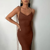 Backless Lace Up Long Dress