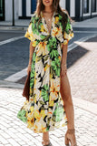 Summer Women's New Sexy High-Waist Fashion Print Open Skirt Dress