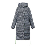 Plaid Down Cotton-Padded Jacket Female Long Style Over The Knee Thick 2024 Winter New Thousand Bird Case Cotton-Padded Jacket Bread Coat-Outfit