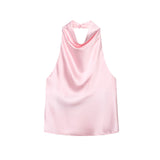 Homemade New Women's Clothing Silk-Sin-Flavor-Sense Hanging Neck Collar Top