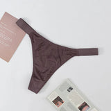Sexy Ice Silk Scarless Thong Trousers Women Low-Rise Naked Motion Yoga Invisible Lady