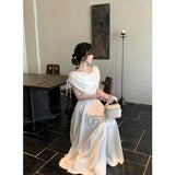 Feeling Irregular Collar Design Oblique Shoulder To Waist Dress Women's Summer 2025 New Fashion Elegant