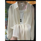 New Fashion Clothes Beaded Sunscreen Women Loose Lantern Sleeve Shirt Senior