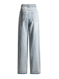 Toloer 2024 New Heavy Industry Nail Bead Design Sense Straight Pants High Waist Show Thin Fashion Temperament All-Match Jeans Pants-Outfit