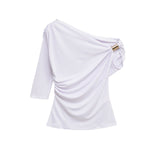 Homemade New Women's Clothing Fashionable Asymmetric Nylon Top