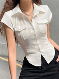 Y2K blouse with pocket and button