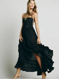 Summer New Women's Suspender Dress Fashion Sexy Backless Hanging Neck Big Swing Ruffle Lace Up Women's Beach Skirt