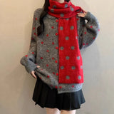 Toloer Horn Buckle Sweater Cardigan Women's Autumn And Winter Korean Loose Lazy Wind Embroidered Jakore Knitwear
