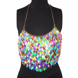 Toloer Print Sling Type Loose Splicing Open Body Chiffon Recreational V Collar Small Vest