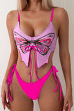 Butterfly Pattern Lace Up Bikini