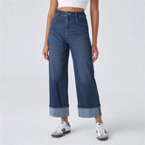 High-Waisted Trousers Straight Jeans 2025 Spring New Women's Casual Broad-Legged Trousers