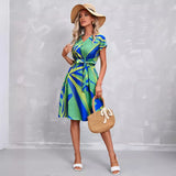 Women's Hot Style European Goods Summer 2023 New Elegant Hot Print Short-Sleeved Dress-Outfit