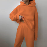 Toloer 2024 Women's Solid Color Casual Fashion Pants And Thick Long-Sleeved Hoodie Hoosuit For