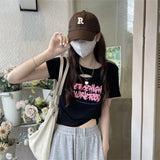 Toloer Girls Hollow Out Short T-Shirt Female Summer 2024 New Design Sense Slim Slim Short-Sleeved Student