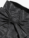 Black Glitter Removable Bow Tube Mini Dress-Outfit