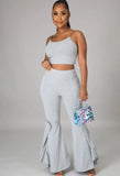 Strap Crop Top and High Waist Bell Pants Two Piece