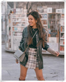 British Style Women Plaid Tweed Jacket Coat With Pockets Fashion Office Ladies Double Breasted Tops Casual