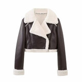 New Autumn And Winter Double-Sided Locomotive Jacket Jacket Women's Short-Colored Zipper