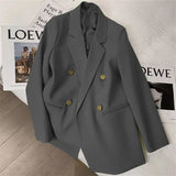 Toloer Spring And Autumn Outfit Fried Street Loose Leisure Versatile Autumn Suit Jacket Female Korean Black Suit Jacket-Outfit