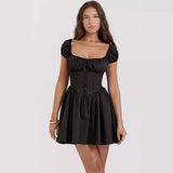 And Summer New Sweet And Spicy Women Decorate Hottie Small Dress Bubble Sleeve Square Dress Dress Women