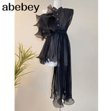 Shirt For Women Stand Collar Short Butterfly Sleeve Solid Ruched Blouses Female Fashion Summer Clothing