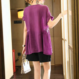 Fashion Folds Loose Oversized T-Shirt Women Clothing 2023 Summer New Casual Batwing Short Sleeve Diamonds Tops Pullovers-Outfit
