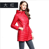2024 New Autumn And Winter Light Down Jacket Female Long Plus Size Hood Slim Plus Plus Size Coat-Outfit