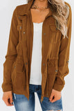 Military Jacket Women Button Down Drawstring Outerwear Casual Spring Autumn Aesthetic Vintage Streetwear Zip Up Female