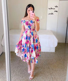 Ebay Dress Word Shoulder Irregular Shoulder Digital Print Long