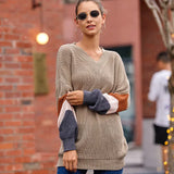 New Sweater Women Autumn And Winter Explosion Chicken Heart V Neck Lantern Sleeve Striped Knitted