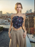 Toloer Spring And Summer New Fashion Sexy Sequins Three-Dimensional Flower Splicing Design Feeling Waist Wipe Chest Top Women-Outfit