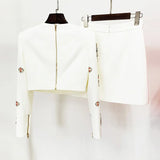 Star Fashion New Heavy Industry Nails And Studded Short Blouse Half-Skirt Set Two