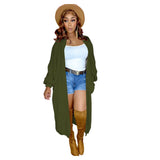 Toloer New Women's Pure Color Casual Sweater Cardigan Long Coat-Outfit