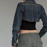 Vintage Wash To Make Old Irregularly Collared Denim Jacket Babes Personality Folded Super Short