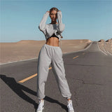 Casual Loose Tracksuit Women Two-Piece Suit Sports And Leisure Sweater Suit Long Sleeve Short Top Blouse Long Sports Pants