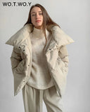 Oversized Cropped Winter Jacket Women Windbreaker Cotton-Padded Parkas Women Solid Casual Thick Jackets Female