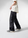 Industry Embroidered Jeans Men's Spring And Summer Trend Hop Hop Trousers Hip-Hop Loose Broad-Legged