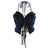 Toloer 2024 New Women's Sexy Hot Girl Pure Desire Wind Hanging Neck Tie Butterfly Small Vest-Outfit
