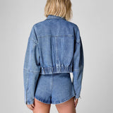 Work Style Denim Jacket Women's High-Rise Loose Thin Short Suit
