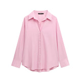 Homemade New Women's Striped Oxford Long Sleeve Clip Simple Shirt