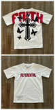 T-Shirt Y2K Hip-Hop Letter Retro Cross Graphic Print Oversized T-Shirt Men's Round Neck Cotton Short-Sleeved Shirt-Outfit