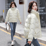 Winter 2024 New Korean Version Loose Cotton-Padded Jacket Small Cotton-Padded Jacket Coat-Outfit