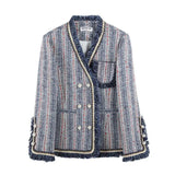 Ins 2021 Spring Stripe Plaid Suits Korean Female Coat Loose Retro HK Basic Jackets Women Plus Size Outerwear Coats Za