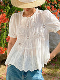 New French White Shirt Women Short-Sleeved Korean Temperament Style Wind Small Top Shenzhen South Oil Women's