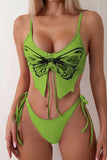 Butterfly Pattern Lace Up Bikini